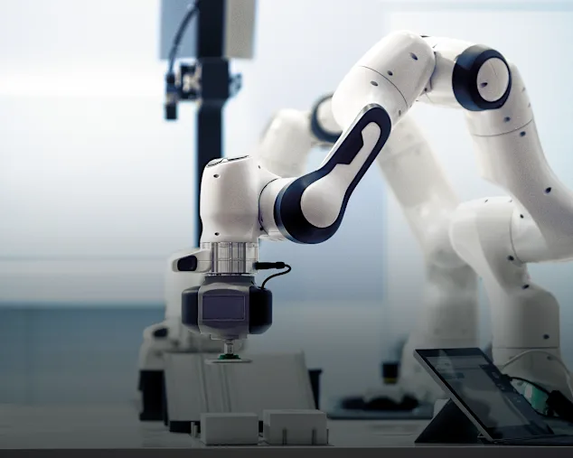 Robotics arm in action.