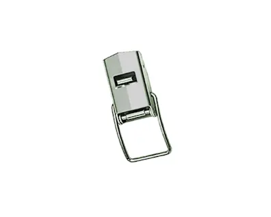 Un loquet de traction Camloc en métal sur fond blanc