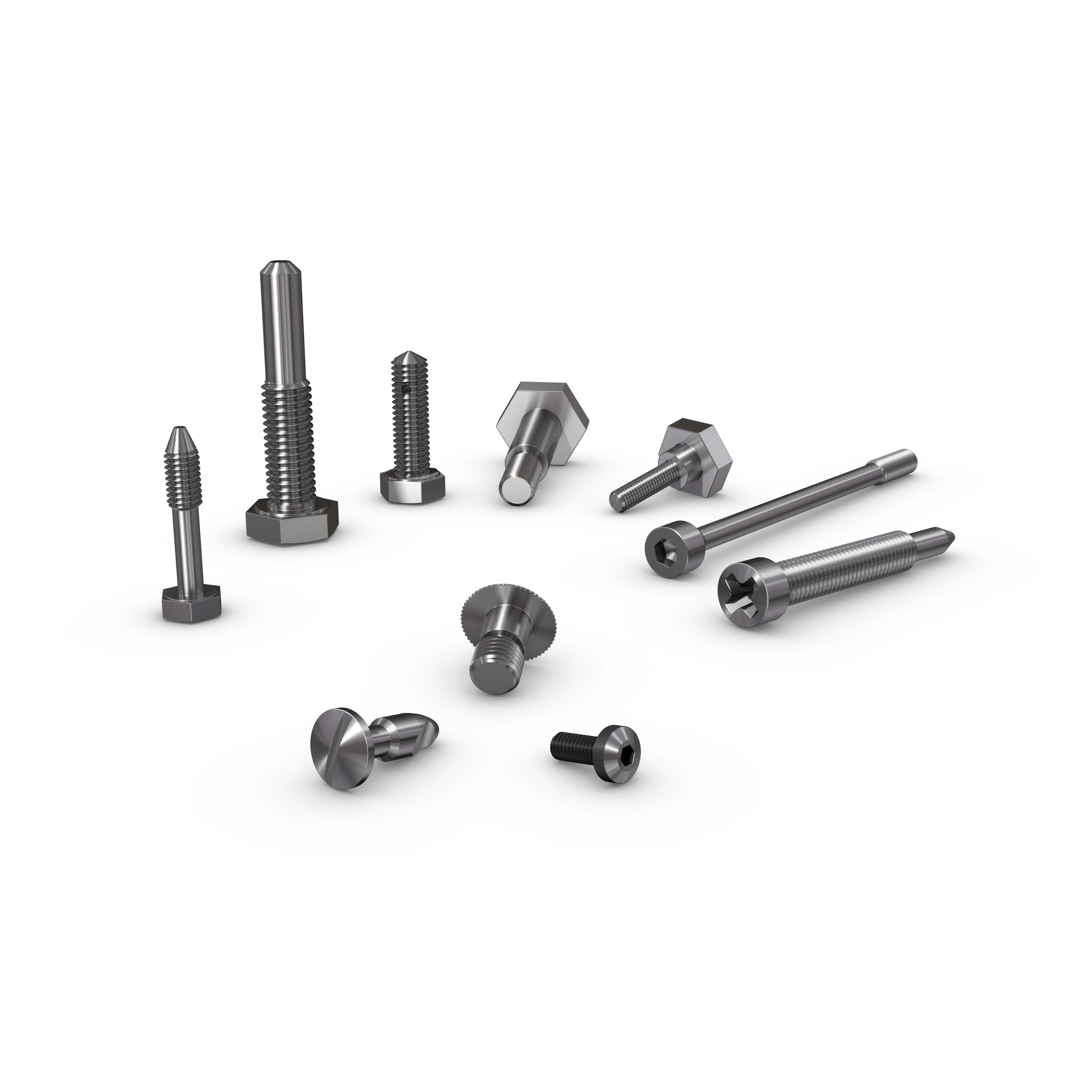 Viele verschiedene Metallteile mit mechanischer Oberflächenbehandlung