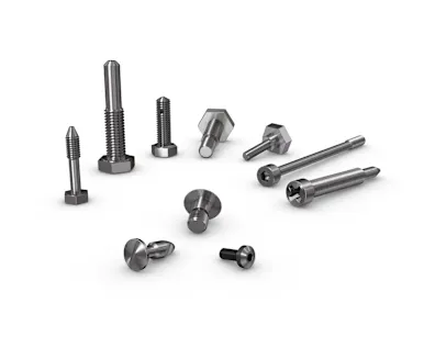 Lots of different metal parts with mechanical finishing treatment on white background