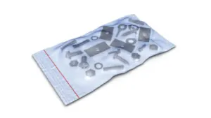 Kit de montage dans un sac bleu clair, composé de 24 composants en différentes variantes