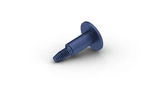 Une vis d'espacement bleu foncé sur fond blanc