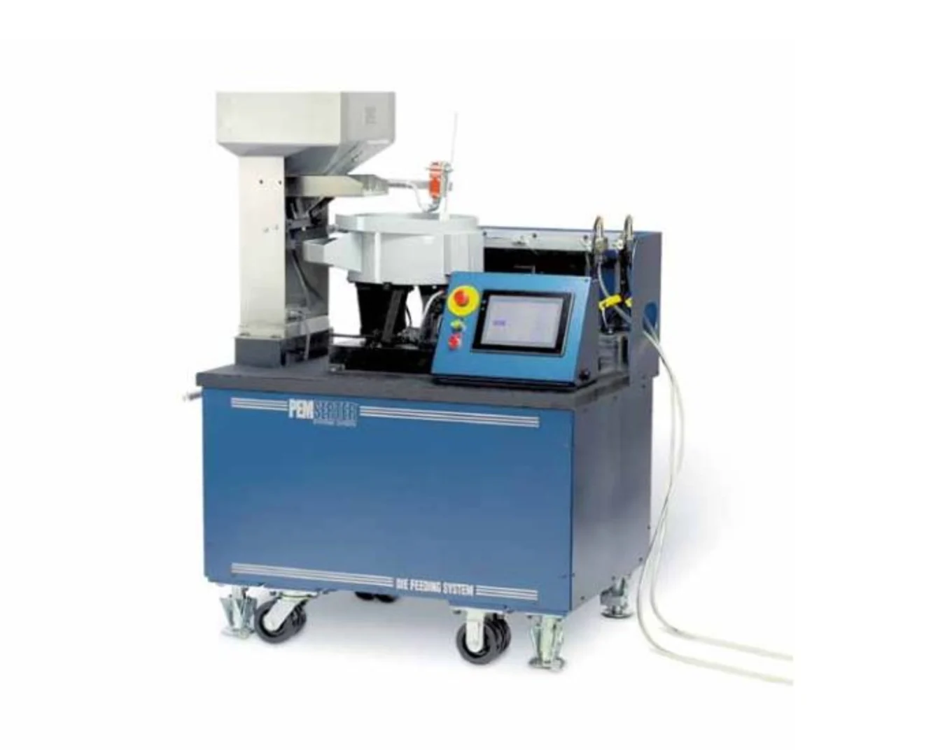 Eine blaue PEMSERTER In-Die Einpressmaschine für Einpressbefestiger