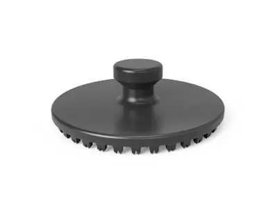 Ein schwarzer MM-Welding LiteWWeight® Lotus Abalone Befestiger zur Installation des Clip-Komponents von Bodenmattenbefestigungen in Autos.