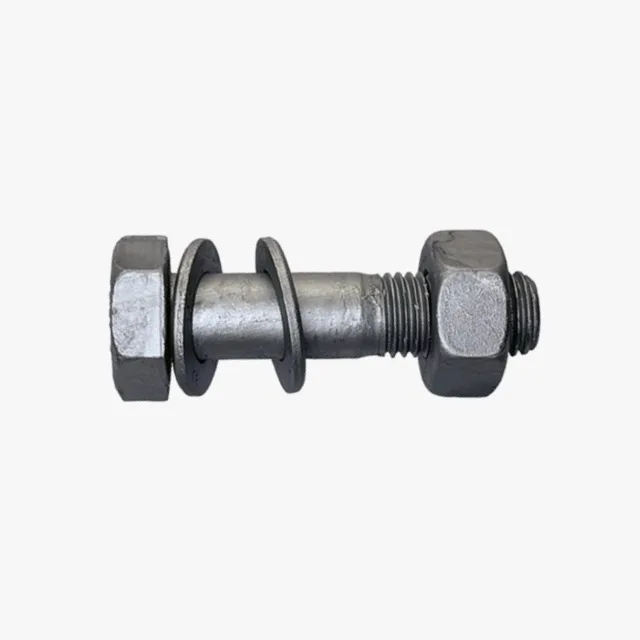 galvaniseret højstyrke konstruktionsbolt med monteret møtrik og skiver