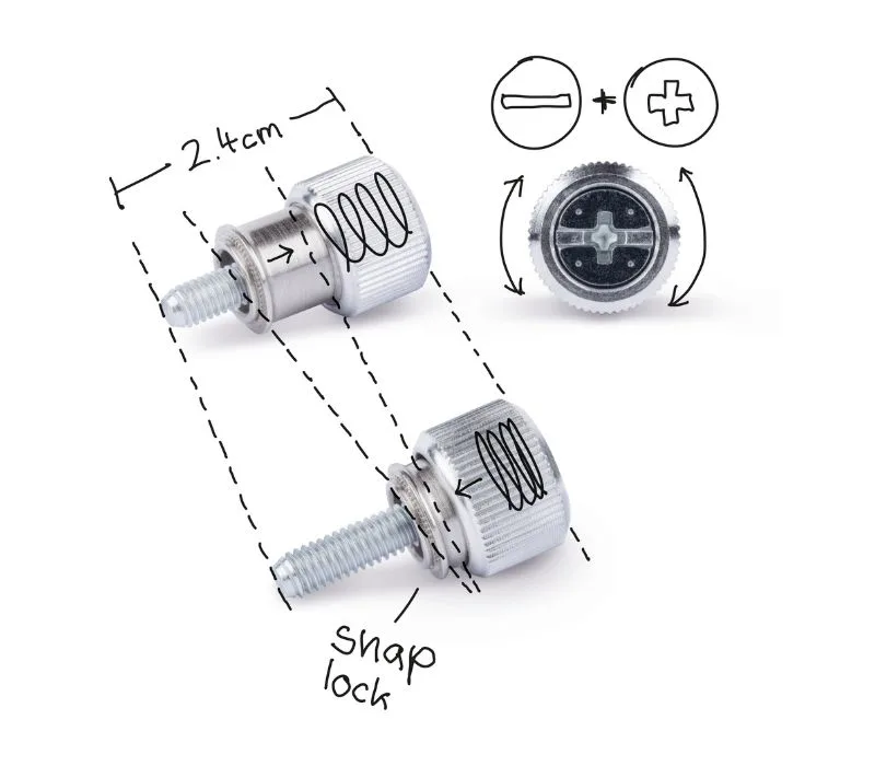 Spezialschraube kann werkzeuglos befestigt werden