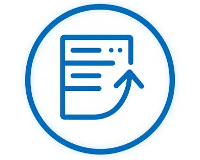 Icono azul de escalabilidad y cadena de suministro