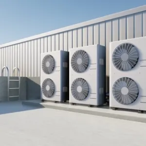 Große industrielle Klimaanlagen auf einem Dach