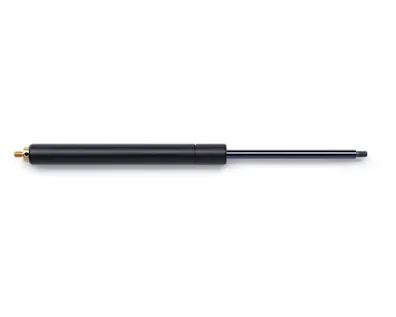 A black Camloc Vari-LiftTM gas spring on white background, the adjustable force version of the “Swift and Sure”.
