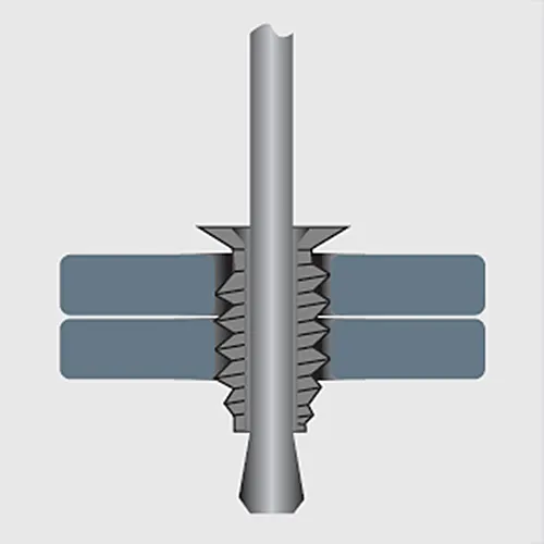 Application of a FASTEKS Screw Speed Rivet which can be unscrewed after installation
