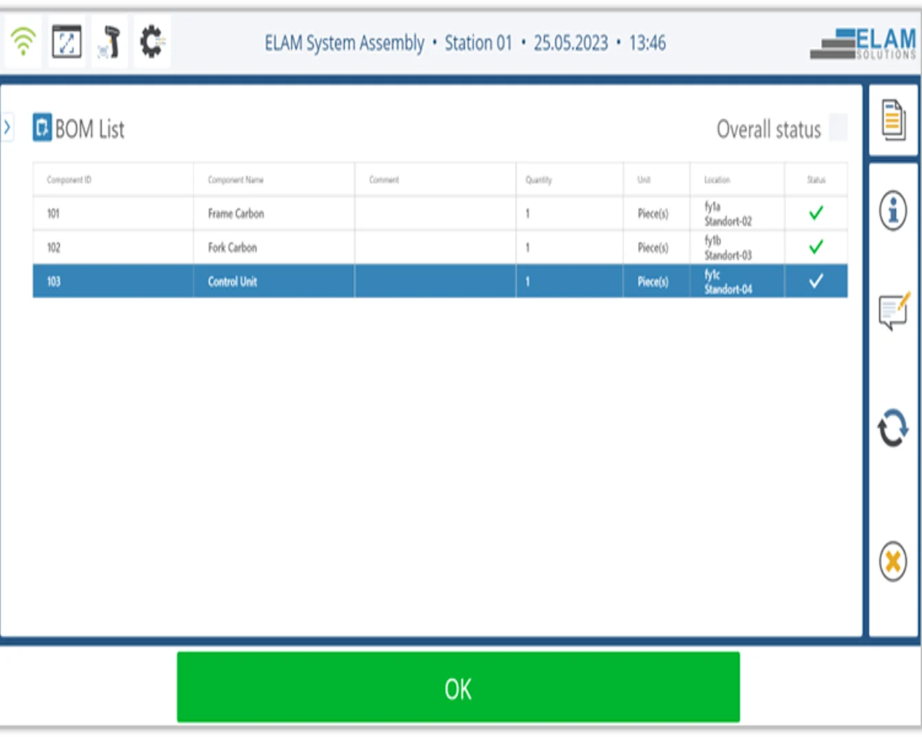 ภาพหน้าจอ ELAM Solutions จากระบบซอฟต์แวร์