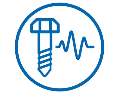 Icono azul de tensión mecánica