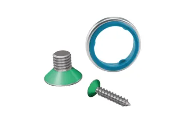 Fasteners coated with sealing solution on white background