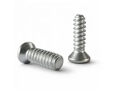 Two Tucker aluminum welding studs on white background
