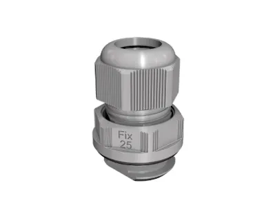 A Jacob Perfect fix plastic quick cable gland without threads for quick installation from one side, saving time and money.