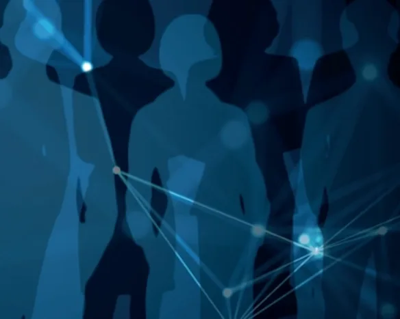 Silhouetten mit leuchtenden Netzwerkverbindungen