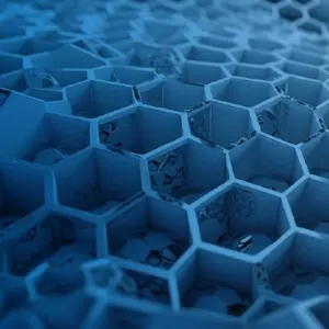 Blaue Wabenstruktur mit digitalem Tiefeneffekt