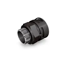 A black Reiku tupe connector on a white background.