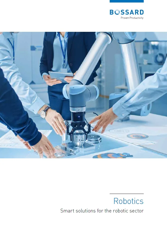 Roboterarm im Einsatz, überwacht von Menschen