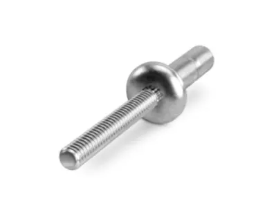 A sliver structural blind rivet with white background