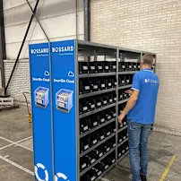 A Smart Factory Logistics rack with fasteners on site at BAADER