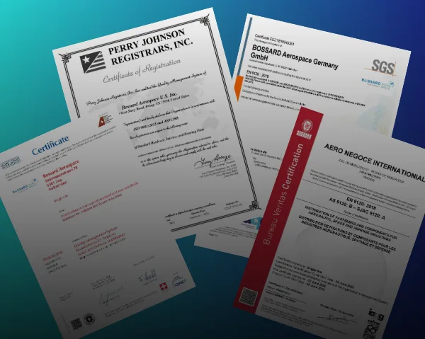 Bossard Aerospace EN9120-Zertifikate an verschiedenen Standorten