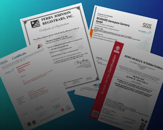 Certificats EN9120 de Bossard Aerospace sur différents sites