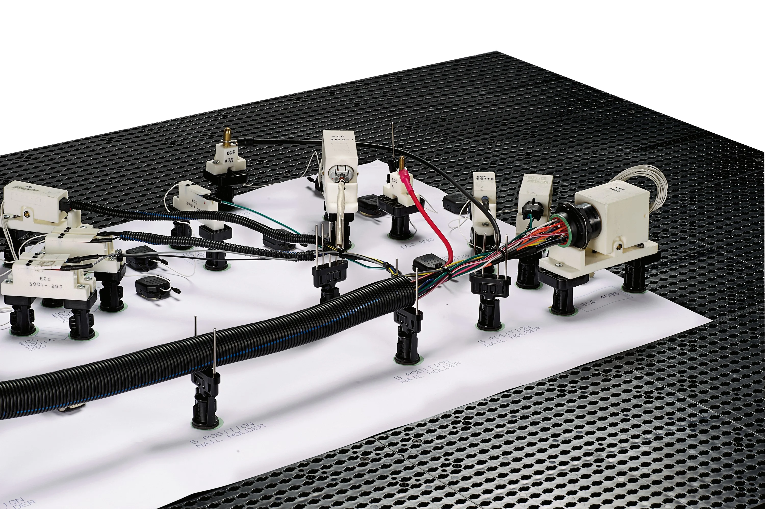 Close-up of a Panduit Quick-built harnessing board