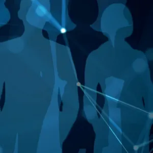 Abstrakte Silhouetten mit Netzwerkverbindungen