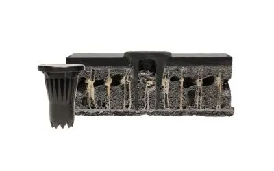 Visualisation of an MM-Welding LiteWWeight Pin installed in a lightweight, foamed honeycomb structure.