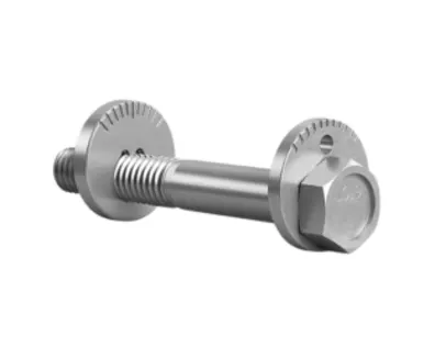 A sliver cambolt on a white background