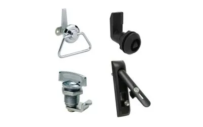 四種不同類型的Southco推入和拉出鎖在白色背景上