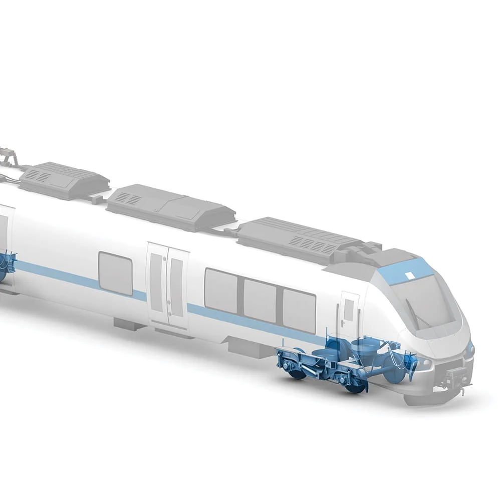 White railway vehicle with white background