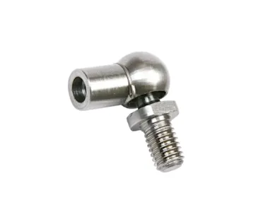 A silver Camloc Motion Control gas strut end fitting on white background