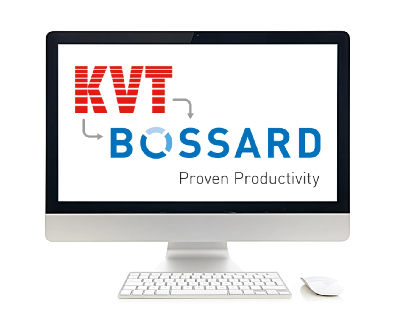 Computerbildschirm zeigt KVT-Website, die zur BOSSARD-Website wechselt, mit entsprechenden Logos