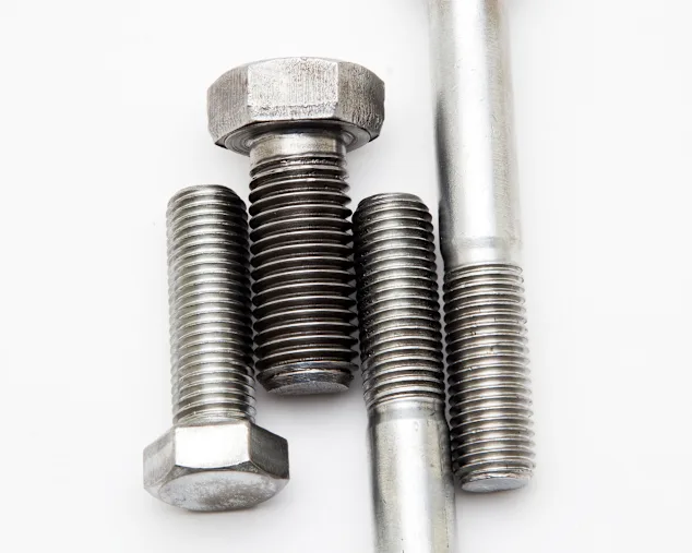 Different bolts on white background