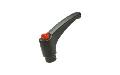 A black Elesa Ergostyle clamping lever with a red button