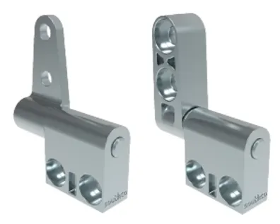 Zwei silberne Southco-Scharniere in 3D-Ansicht