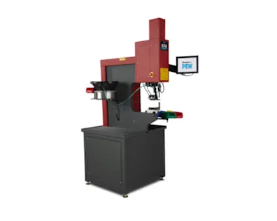Eine Haeger Einpressmaschine 618 MSPe zur Installation von Einpressbefestigern