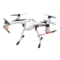 EHang-Drohne ist ein moderner weiß-schwarzer Quadrocopter mit zwei Propellern, der für effizienten Flug und Manövrierfähigkeit entwickelt wurde.