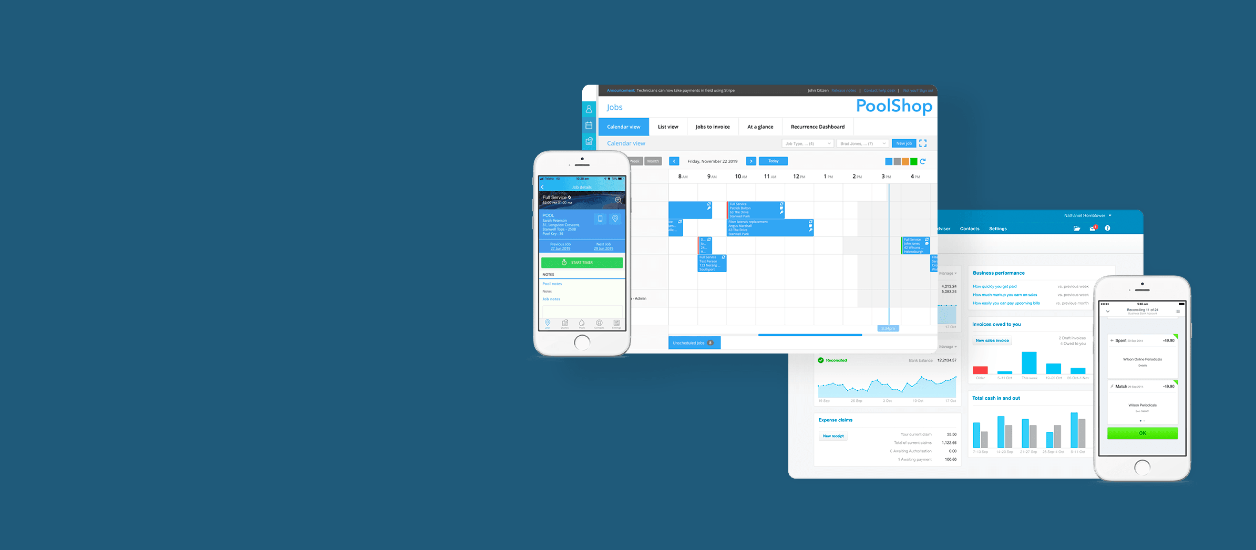 Manage your pool business from water testing through to Xero