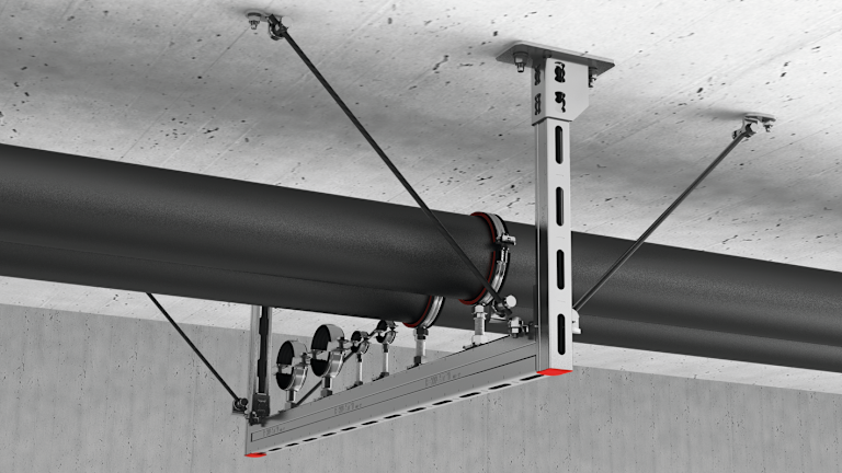 Seismic channel trapeze with rod bracing