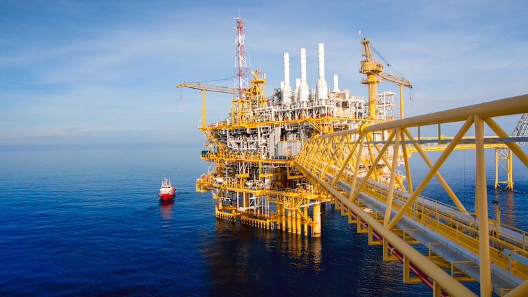 Offshore construction platform for production oil and gas.