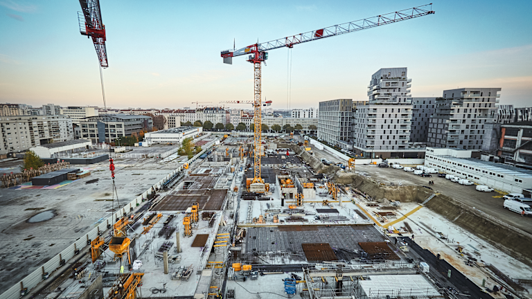 Jobsite view on top of a crane