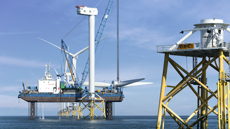 Морська будівельна платформа для видобутку нафти та газу.