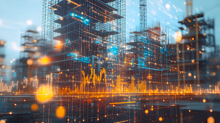 Construction site with lights