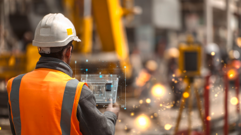 Man holding construction tool