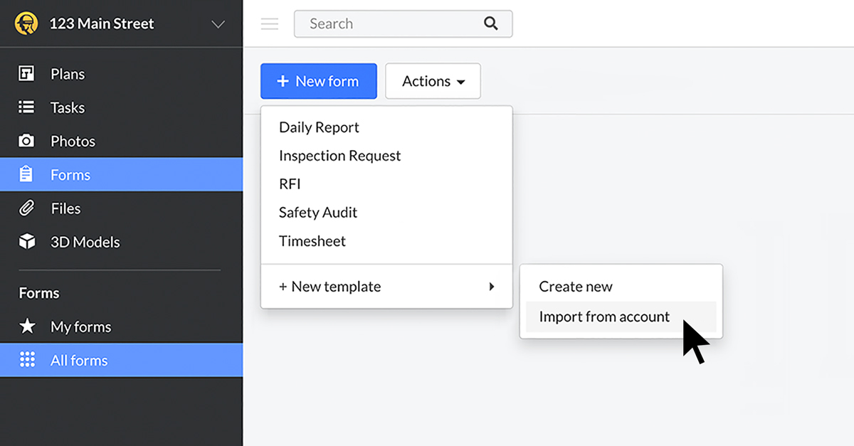 Account form templates