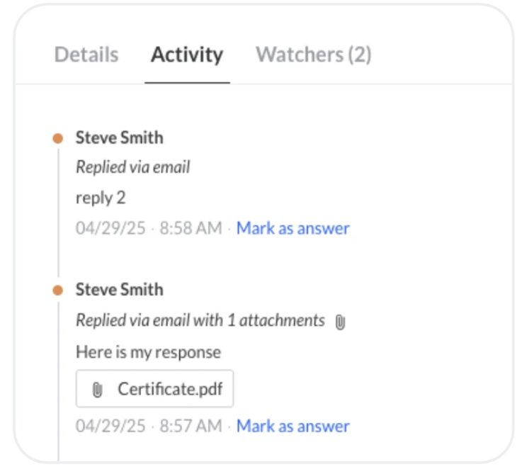 Submittal reply via email