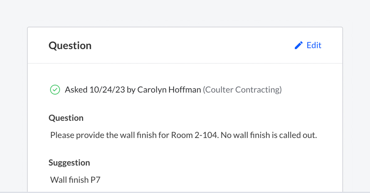Lead company edit RFI question